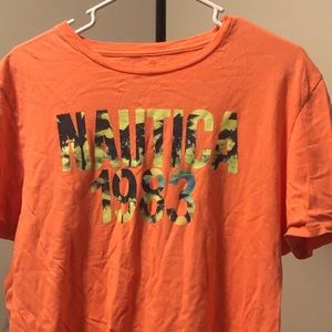 Nautica Peach Floral Shirt (L)